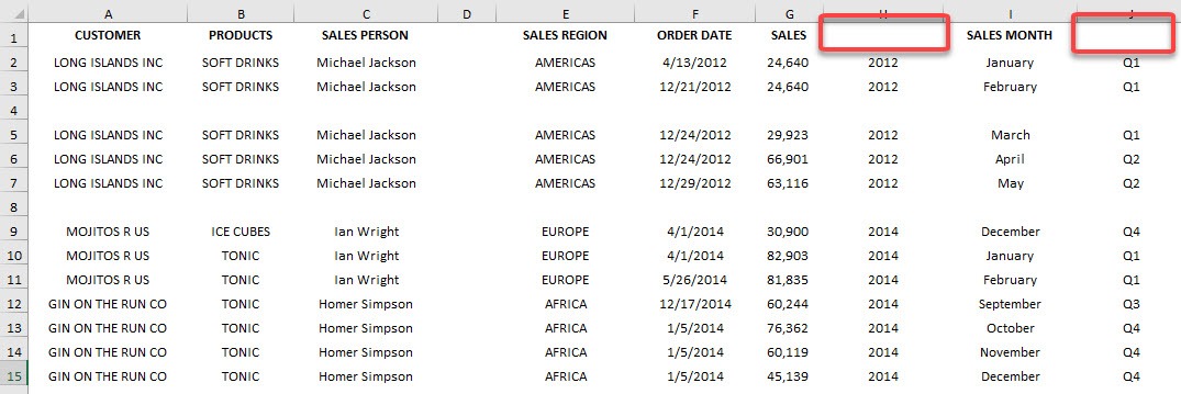 Prepare Data for Excel Pivot Tables