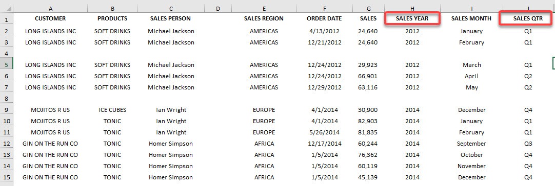 Prepare Data for Excel Pivot Tables