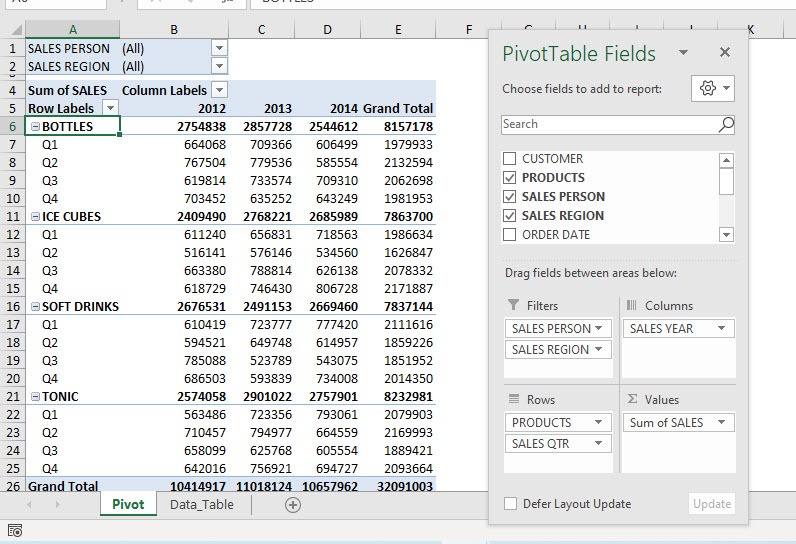 Select & Format Fields in Excel Pivot Tables