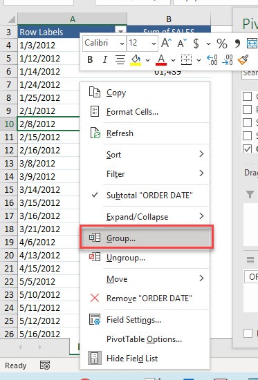 Errors when grouping by dates