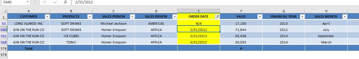 Errors when grouping by dates