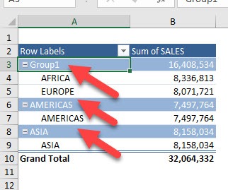 Group by Text fields in Excel Pivot Tables