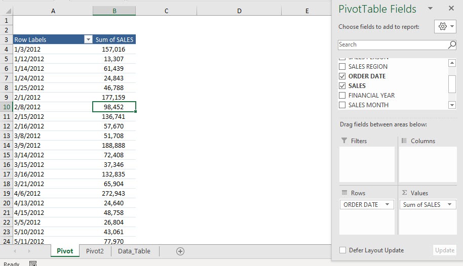 Group Two Excel Pivot Tables Independently