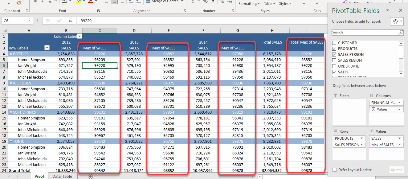 Print Excel Pivot Table on two pages