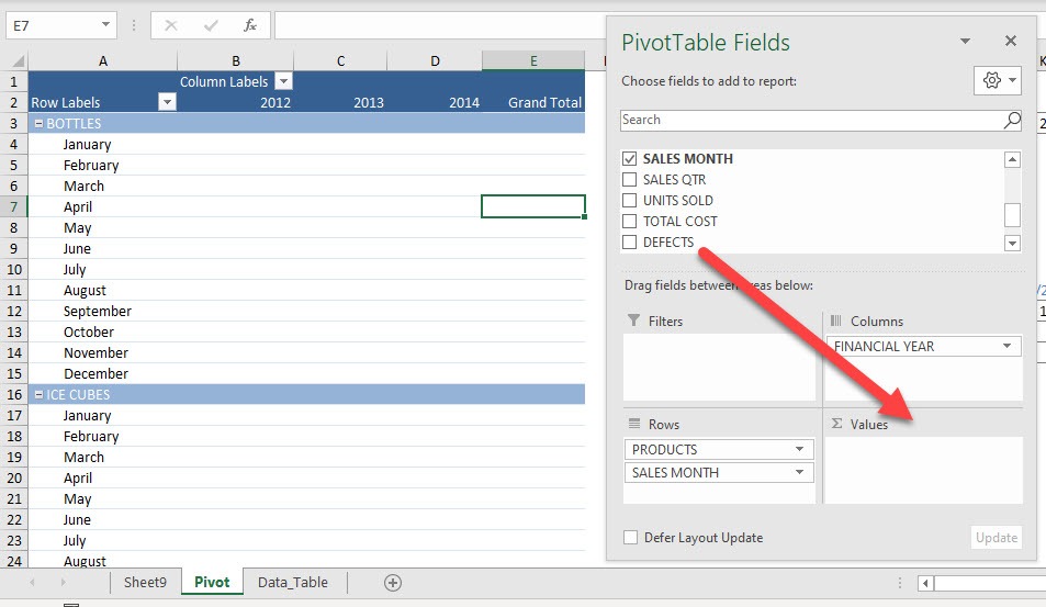 Product in Excel Pivot Tables