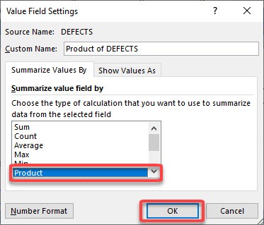 Product in Excel Pivot Tables