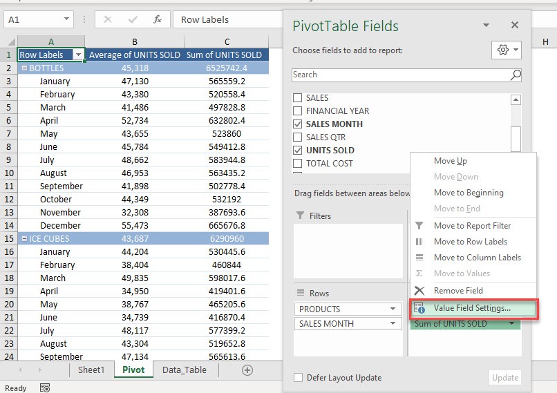 Product in Excel Pivot Tables