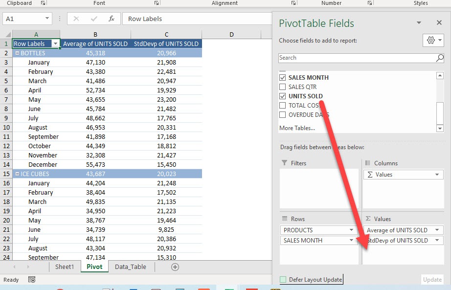 Product in Excel Pivot Tables