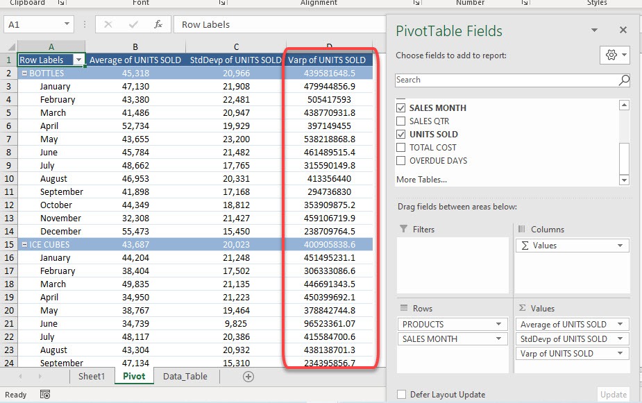 Product in Excel Pivot Tables