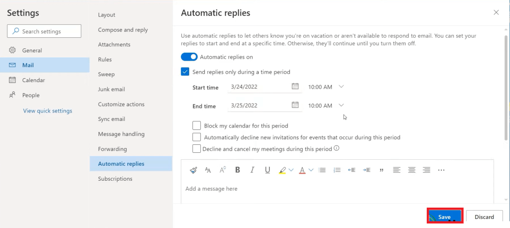 How to Set Up Outlook Automatic Reply