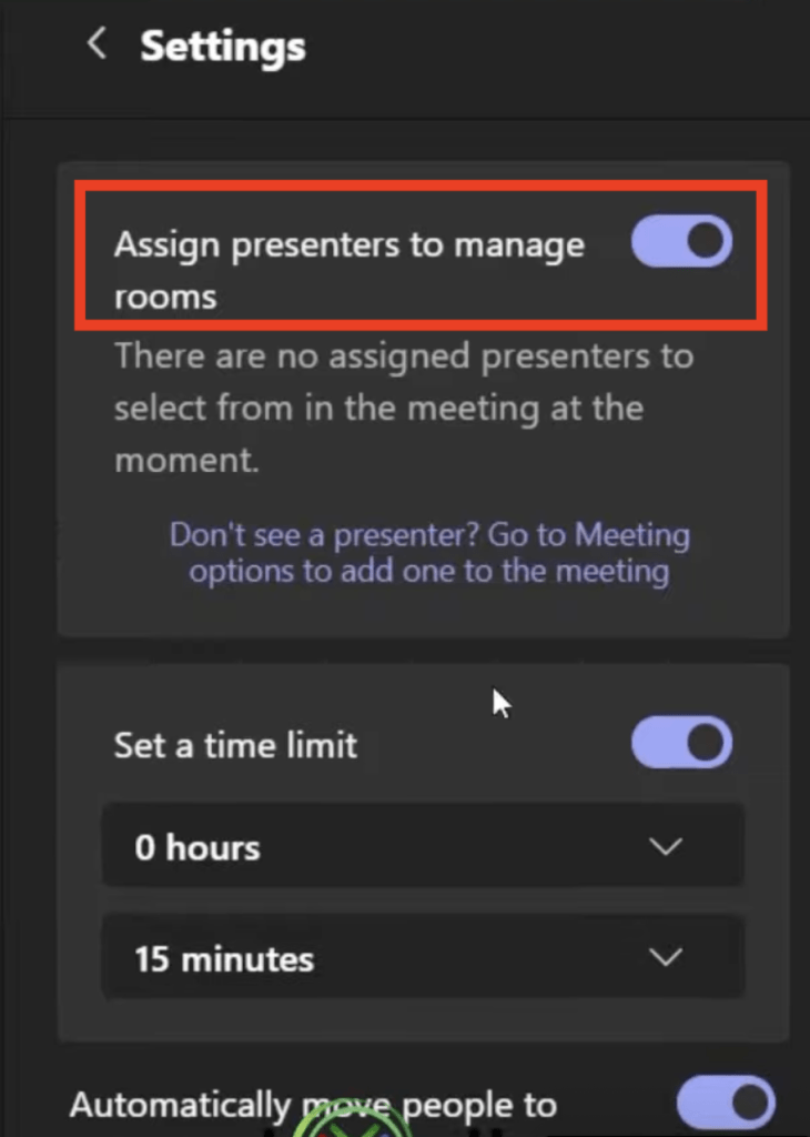 Breakout Room in Microsoft Teams Meeting