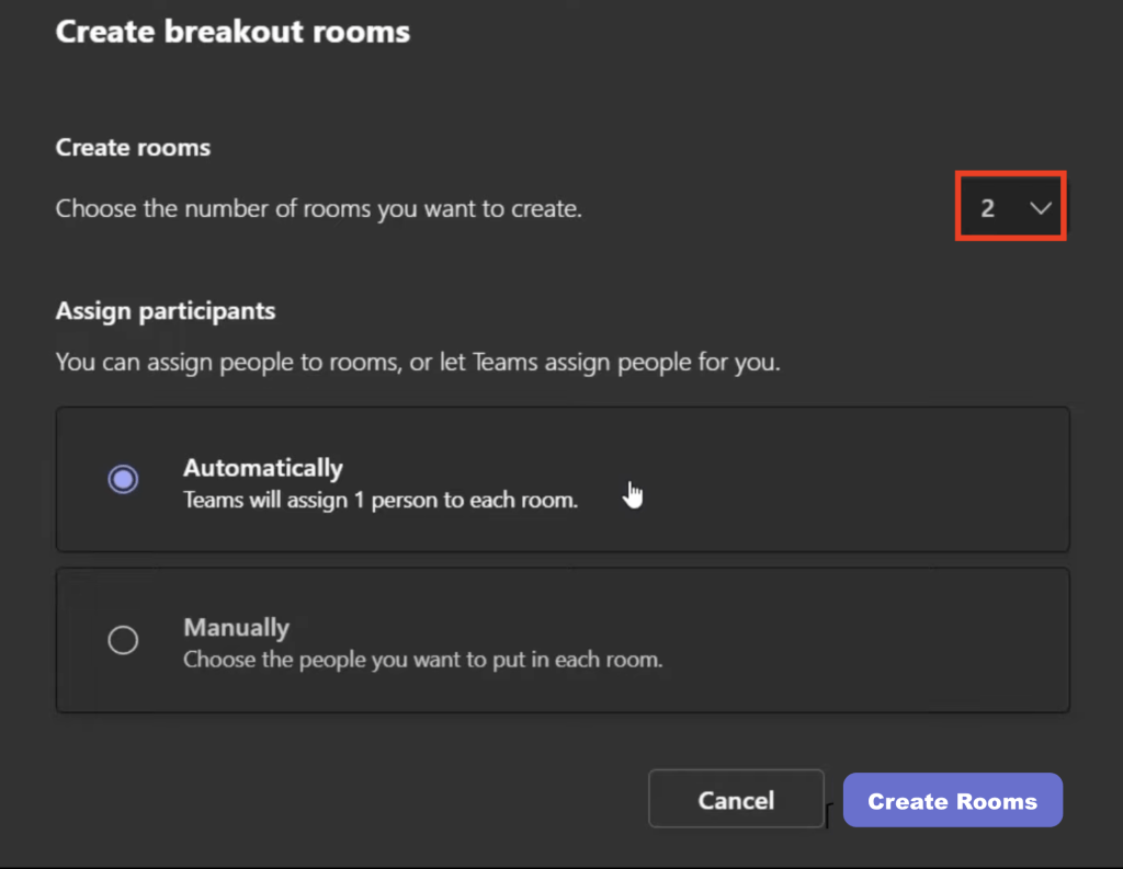 Breakout Room in Microsoft Teams Meeting