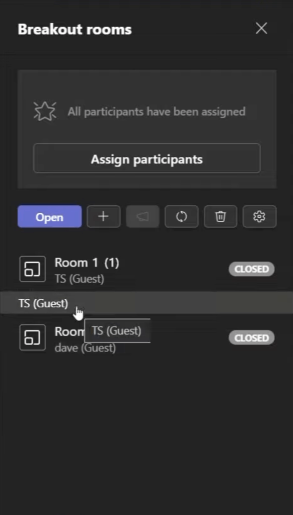 Breakout Room in Microsoft Teams Meeting