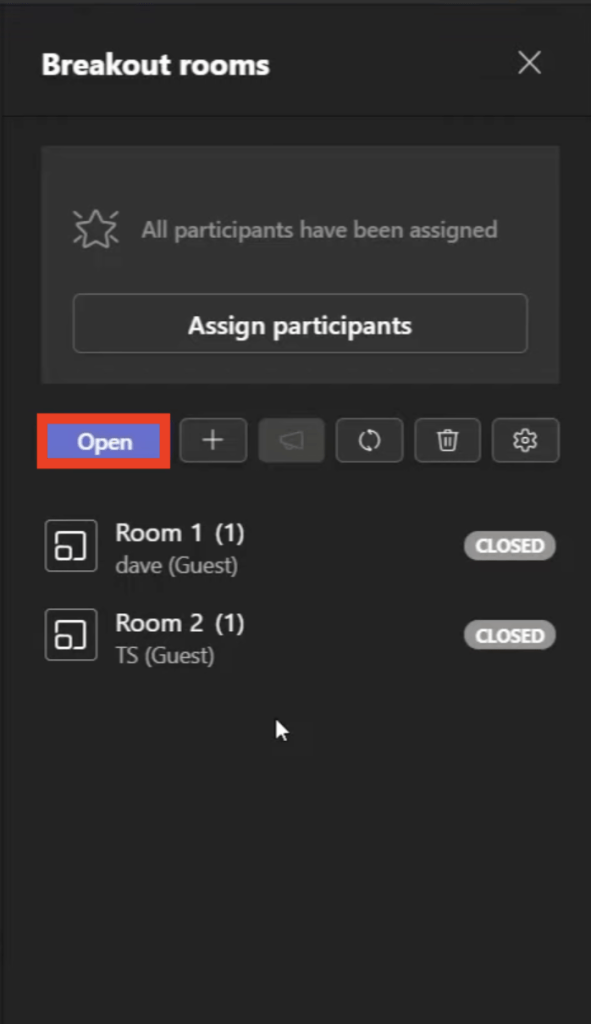 Breakout Room in Microsoft Teams Meeting