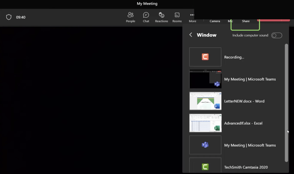 Share Screen in Teams Meeting