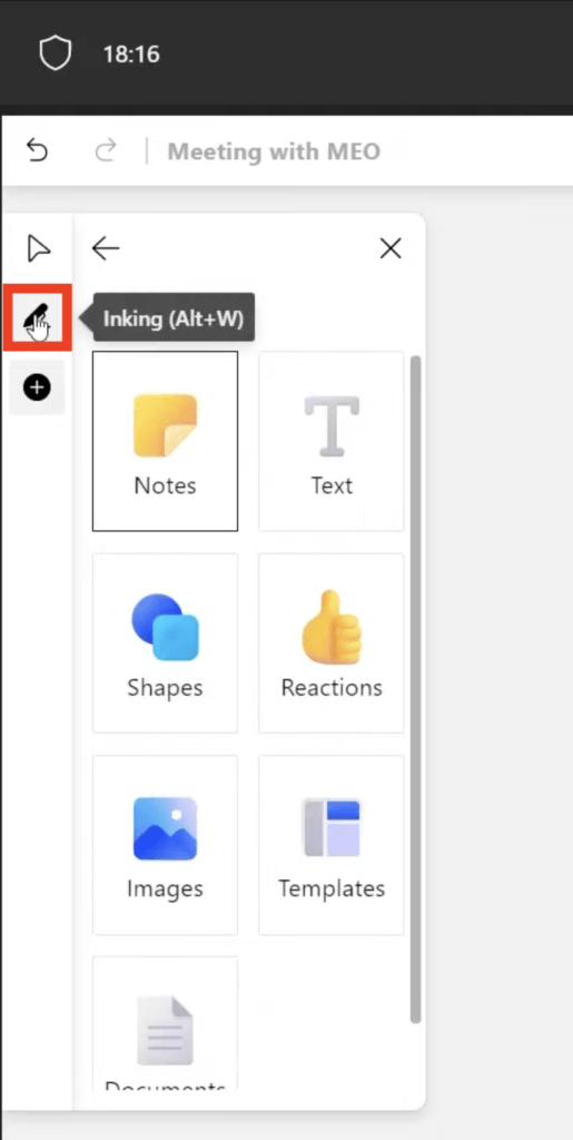 Using the Whiteboard in Microsoft Teams