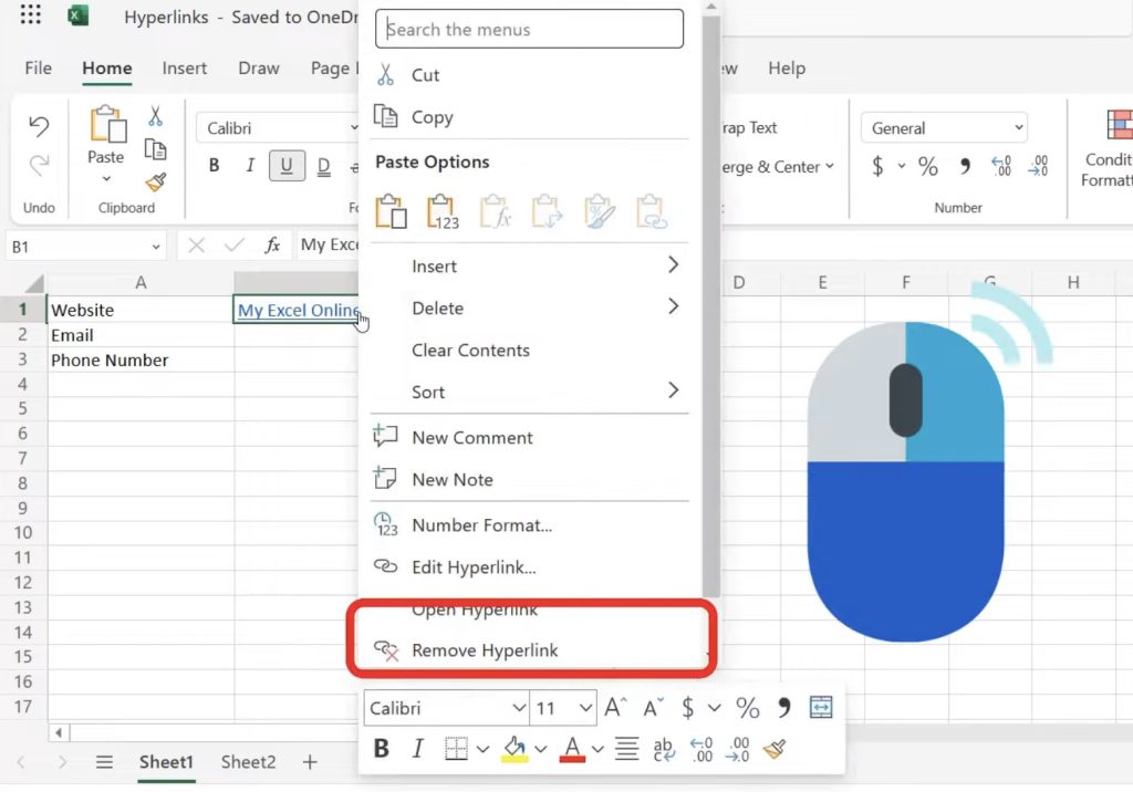 Inserting a Hyperlink in Microsoft Excel