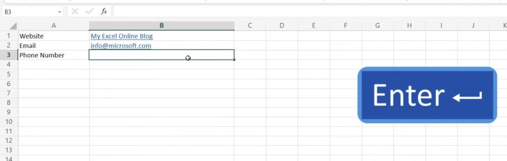 Inserting a Hyperlink in Microsoft Excel