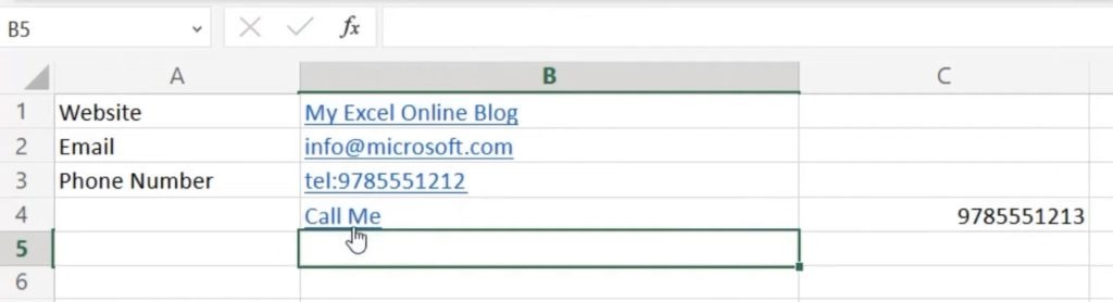 Inserting a Hyperlink in Microsoft Excel