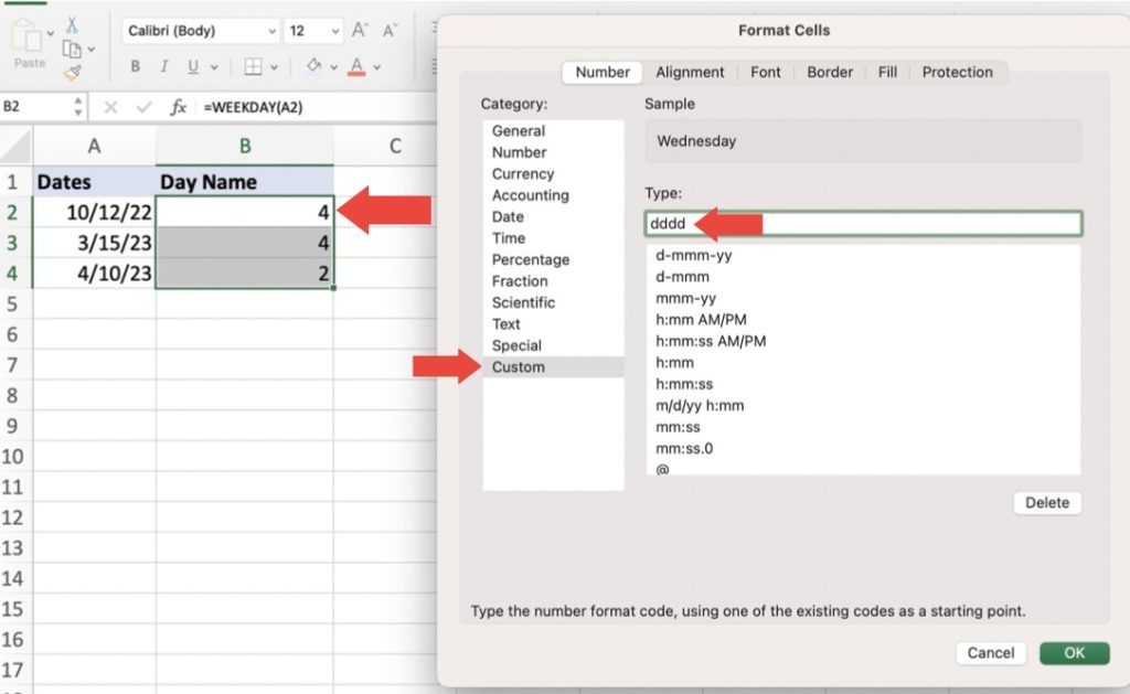 Get the Day Name for a Date in Microsoft Excel - 3 Easy Ways