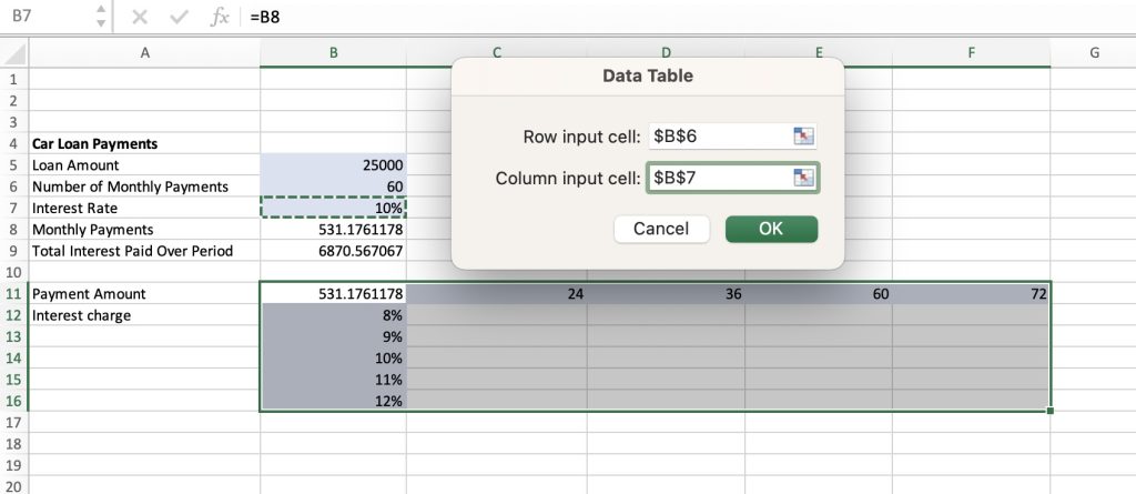 How to Use the One Variable Data in Microsoft Excel