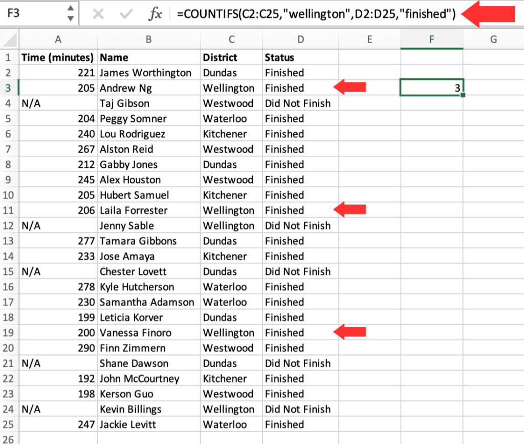 How to Use the COUNTIFS Function in Microsoft Excel