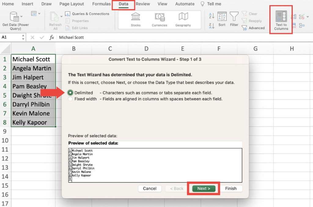 How to Separate Names in Microsoft Excel Easily