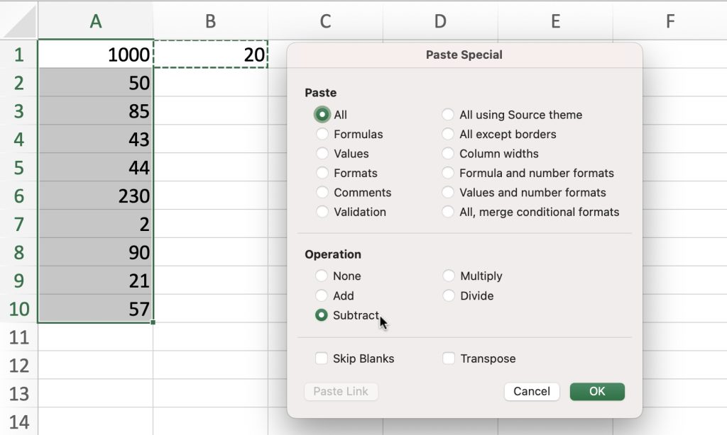 Creative Ways to Subtract in Excel