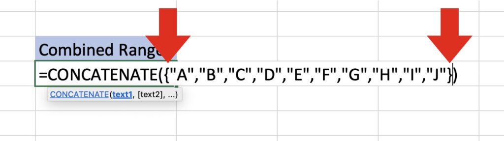 Concatenate - Combining Cell Ranges in Excel