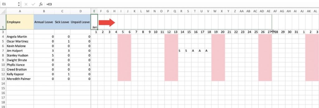 How to Create A Yearly Leave Record for Employees in Excel - The Easy Way