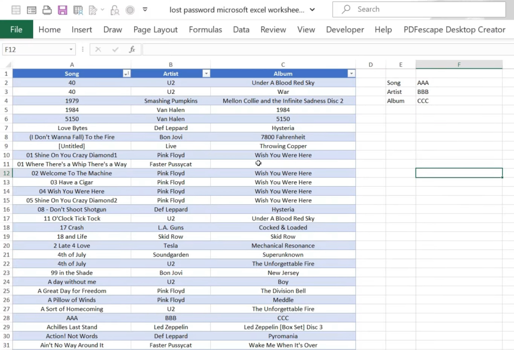 Access Password Protected Excel