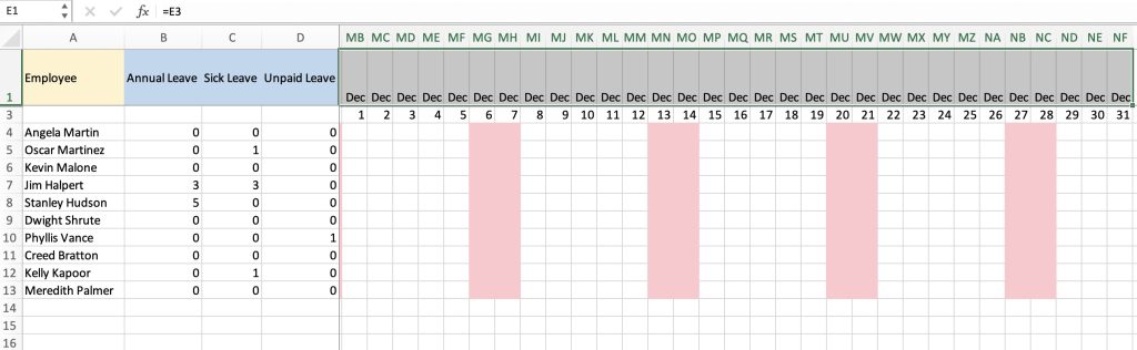 How to Create A Yearly Leave Record for Employees in Excel - The Easy Way