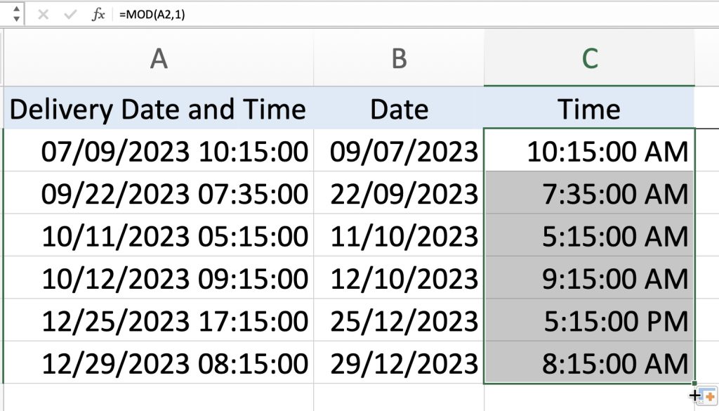 How to Separate Date and Time in Excel