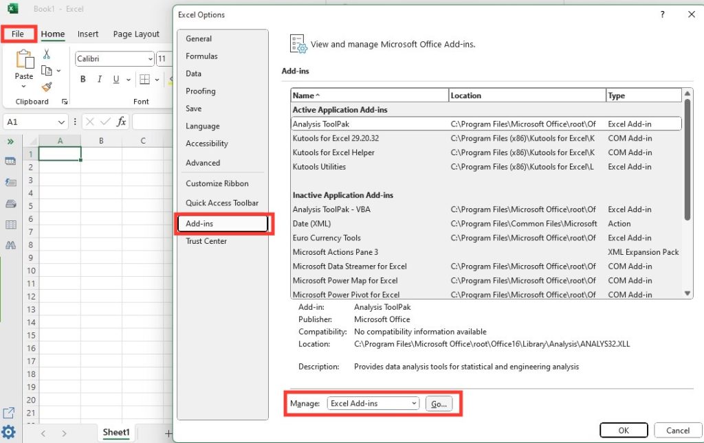 Install Excel Add-ins