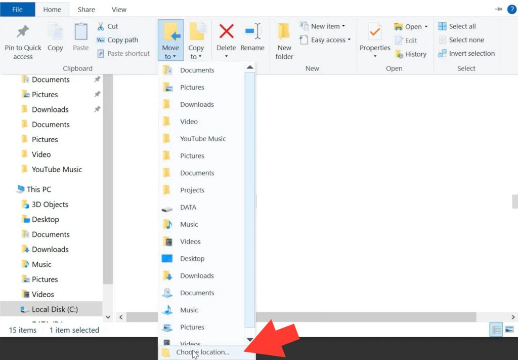 Change onedrive folder location