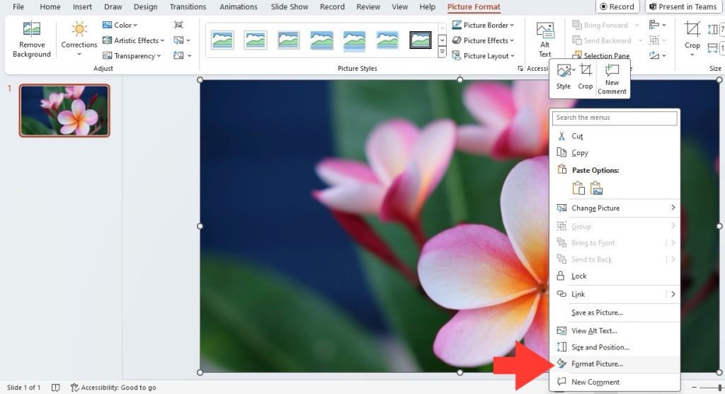 Crop pictures in powerpoint