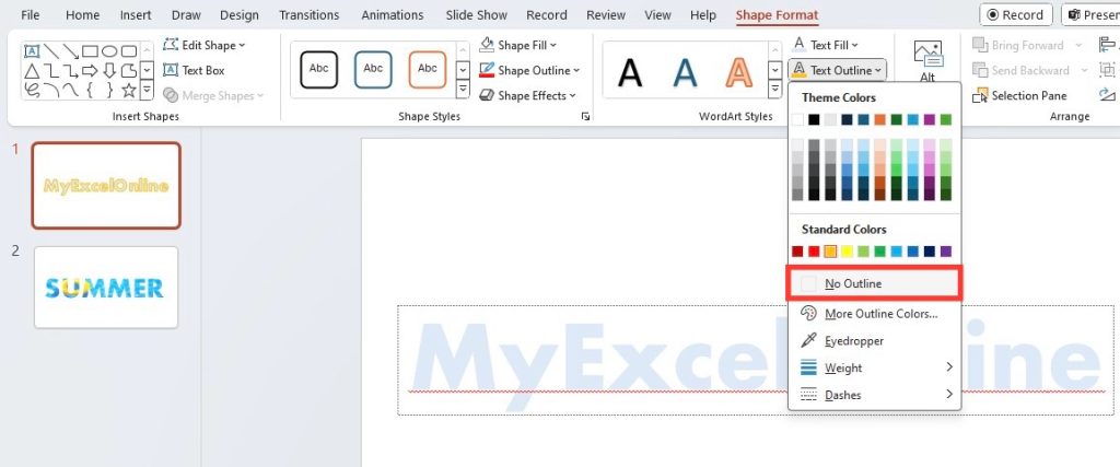 Outline text in powerpoint