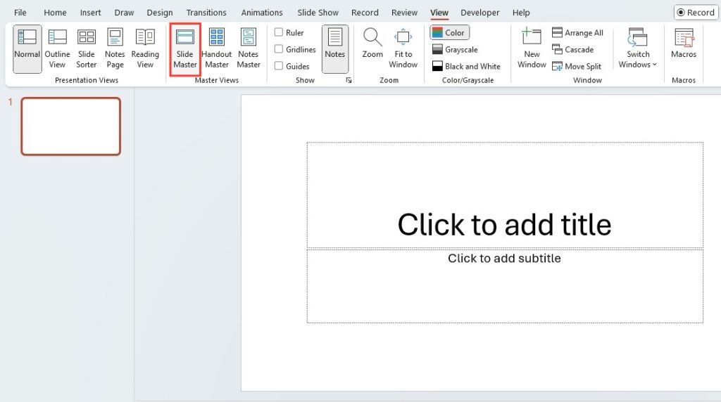 PowerPoint slide master