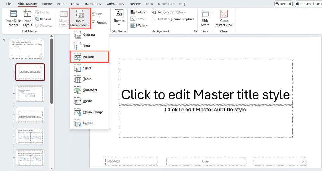 PowerPoint slide master