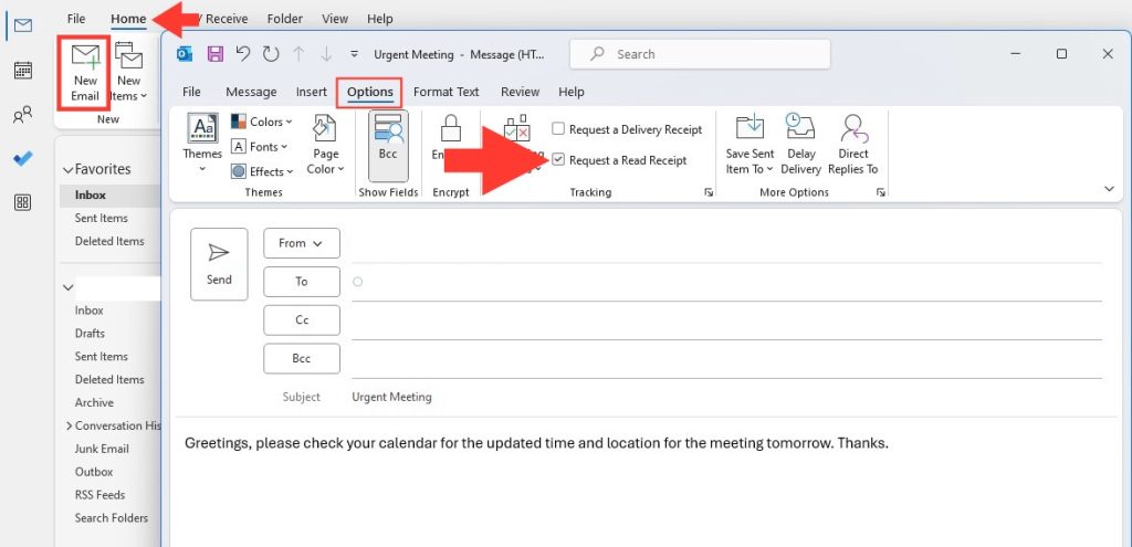 Read receipts in outlook