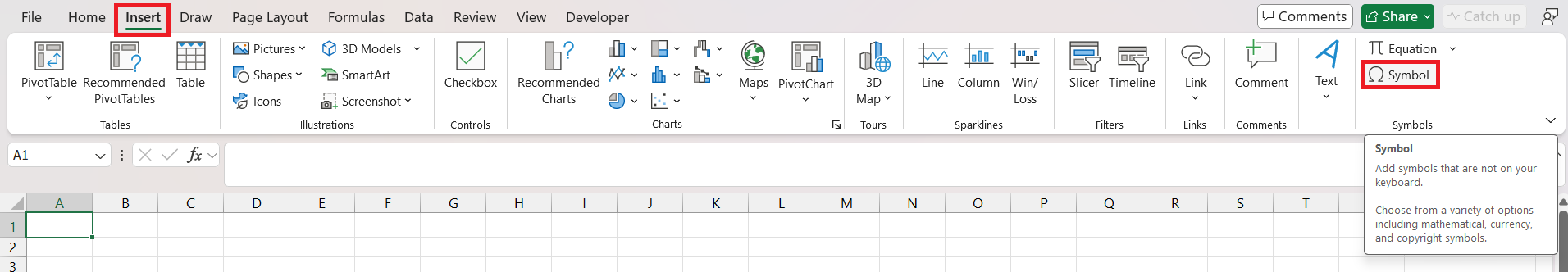 Omega Symbol in Excel