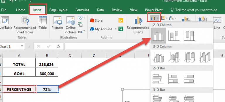 Thermometer Excel Chart | MyExcelOnline