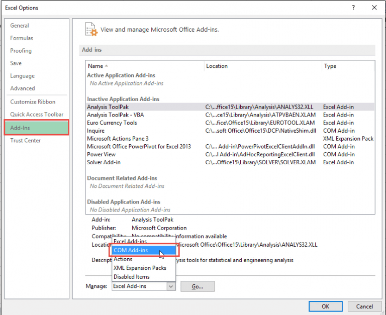 Enabling Power Pivot Excel 2013 