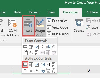 where is design mode in excel for mac