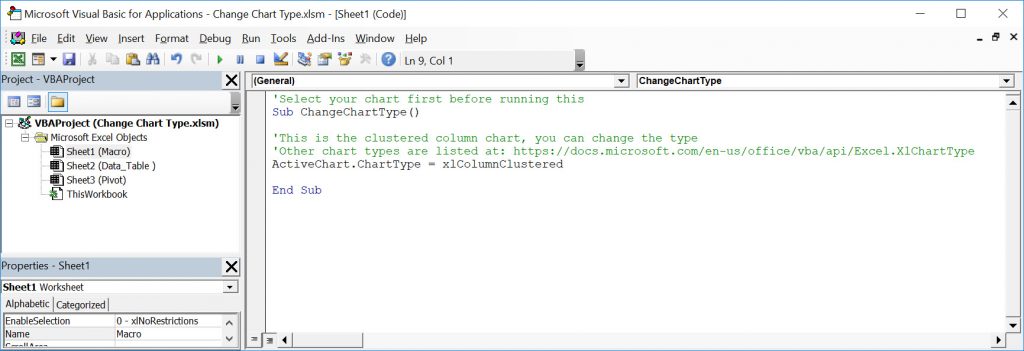 Change Chart Type Using Macros | MyExcelOnline