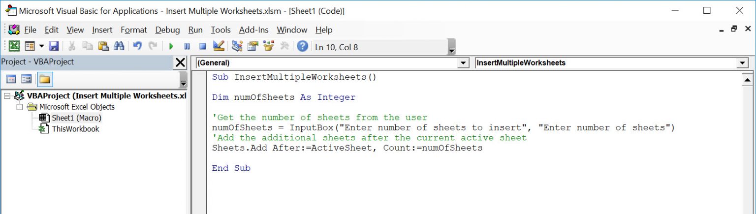 Insert Multiple Worksheets Using Macros | MyExcelOnline