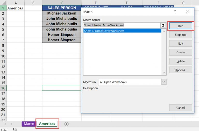 Protect Active Worksheet Using Macros | MyExcelOnline