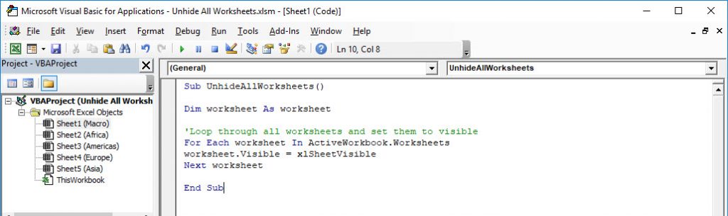 Unhide All Worksheets Using Macros Myexcelonline 1918