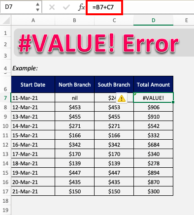 How to fix the #VALUE error in Excel formulas