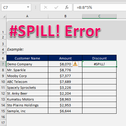 How to fix the #SPILL! error in Excel formulas